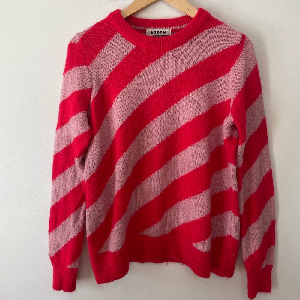 Boden Red and Pink Striped Sweater